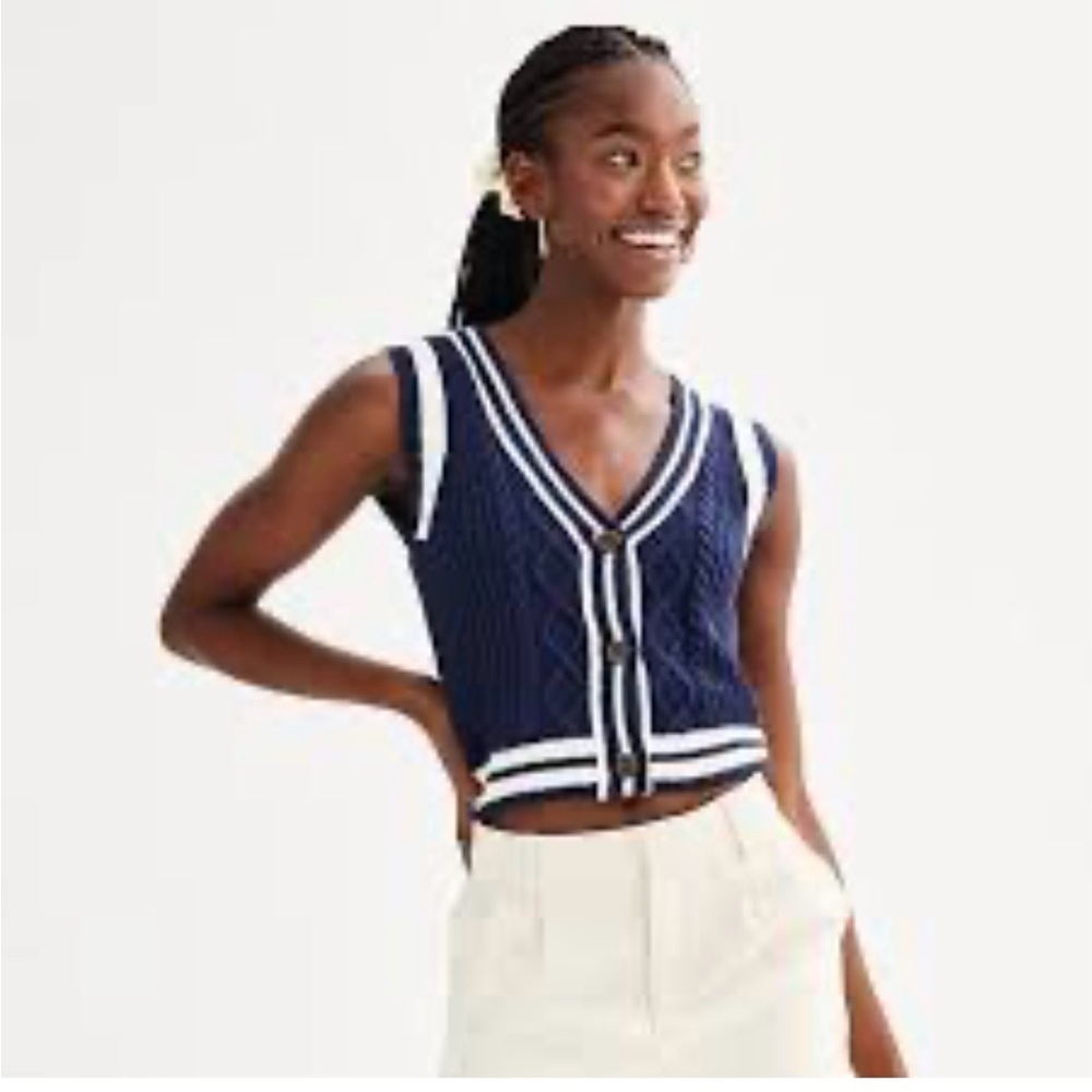 SO navy Blue Sleeveless Knit Top